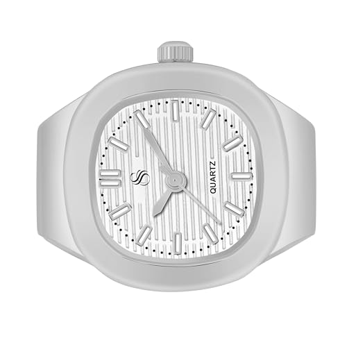 Image of Shocknshop Analog Fashion Stainless Steel Square Silver Ladies Ring Watch for Women -W165