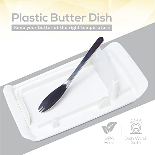 Izoi-Plastic Butter Dish With Lid For Countertop And Refrigerator-Butter Keeper, Holder, Tray, Container And Storage Set With Flip-Top, Wide, Small, Covered Design, Food Safe, Dishwasher Safe #TOP4