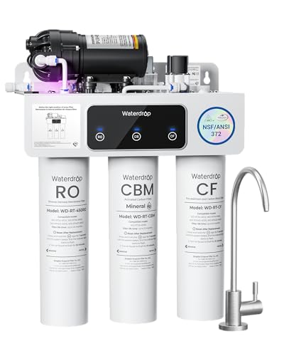 Waterdrop T3-M Remineralization Reverse Osmosis System NSF/ANSI 372 Certified 9-Stage RO Water Filter 450 GPD Tankless Water Filtration System 2:1 Pure-to-Drain Ratio Plug-in Required