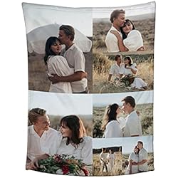 Colcha Personalizada Manta Personalizada, Manta Personalizada con Foto Texto, Personalizadas Mantas de Lana Collage de Fotos, para Familiar Dormitorio Sofá Cumpleaños Boda Regalos, 7 Fotos 80x120cm