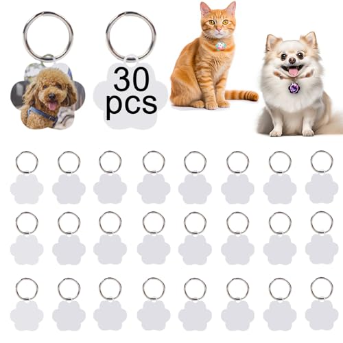 Gekixutp 6-6 30 Pcs Sublimation Blank Dog Tags Paw Shape Sublimation Blank Dog Tags Double Sided Dog Tags cover