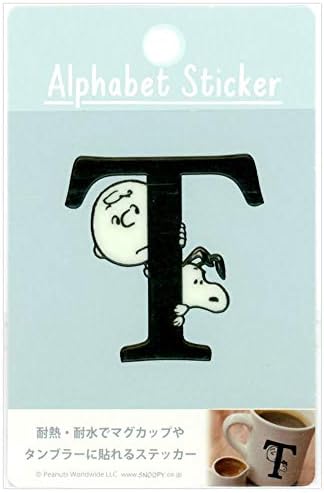 Amazon スヌーピー ステッカー 耐熱耐水イニシャルステッカー アルファベット T ピーナッツ おもちゃ おもちゃ