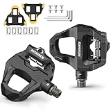 BUCKLOS Road Bike Clipless Pedals Compatible with SPD-SL Cleats Flat Combo Dual Sides -Carbon Fiber Sealed Bearing Bicycle Pedal Ride with Sneakers/Cycling Shoes