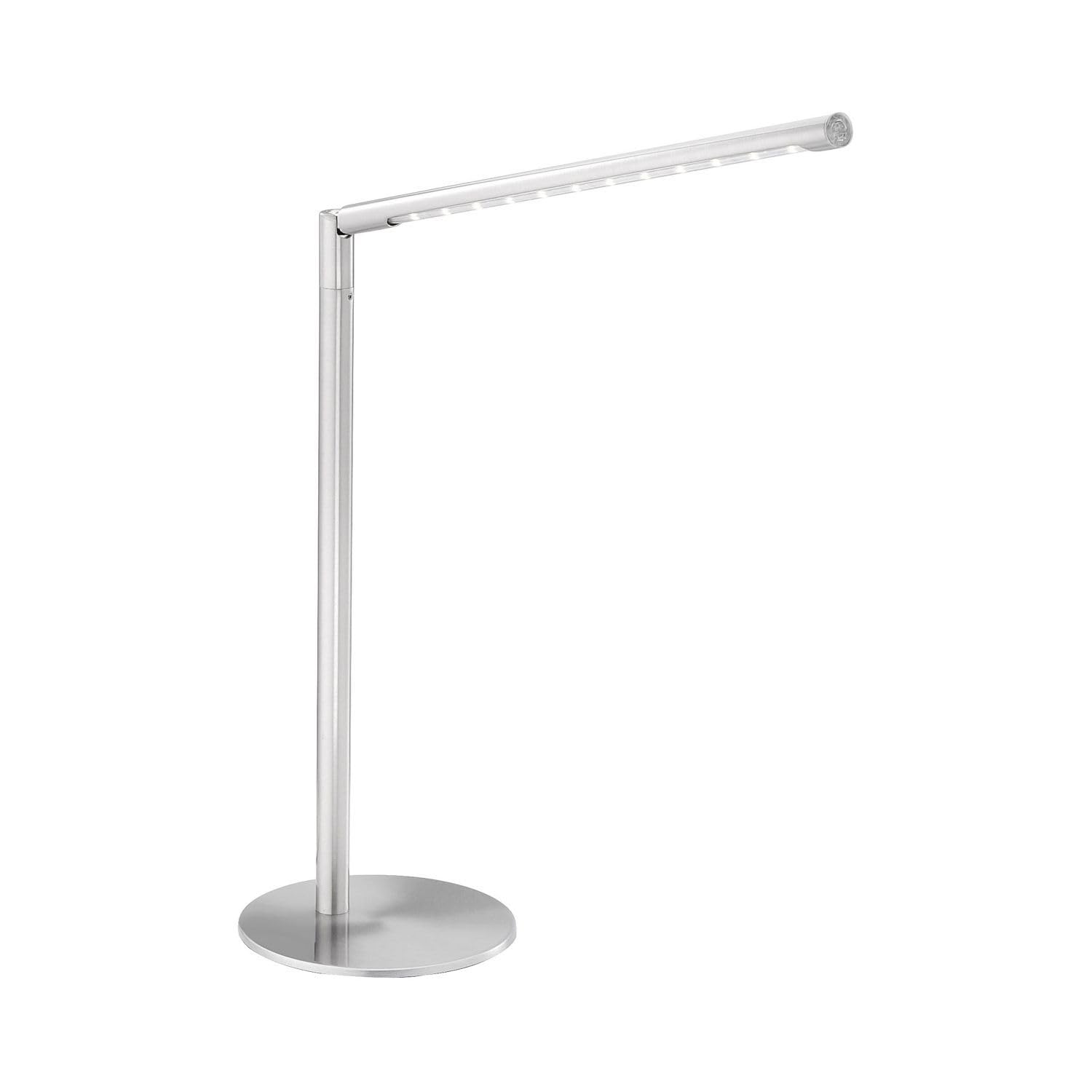 Licht-Erlebnisse LED Tischlampe Metall in Stahl Wohnzimmer Büro Schlafzimmer H:81,5 cm 5 W 590 lm 3000 K Touch dimmbar verstellbare Tischleuchte Schreibtisch RINDOR