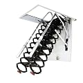 Ceiling Mount Attic Ladder, Retractable Attic Ladder Ceiling Pull Down System, 12 Steps Folding Loft Step with Armrests, Hidden Mount Attic Extension Stairs for Garage(Black, Step 12)