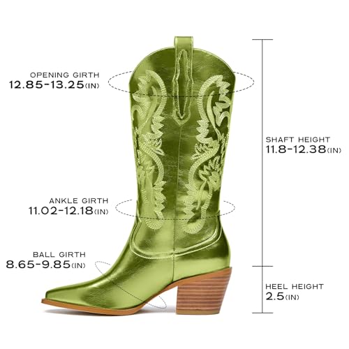 Women's Cowboy Boots Metallic Mid Calf Cowgirl Boots Wide Calf Western Embroidered Sparkly Paty Boots2