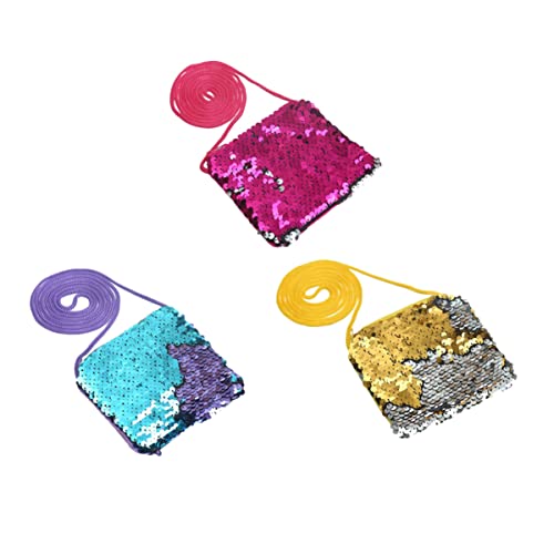PartyKindom 3Pcs Sequins Coin Purse Fashion Square Bag for Boys Small Change Pouch Handbag for Jewelry Coins Cards Random Colors