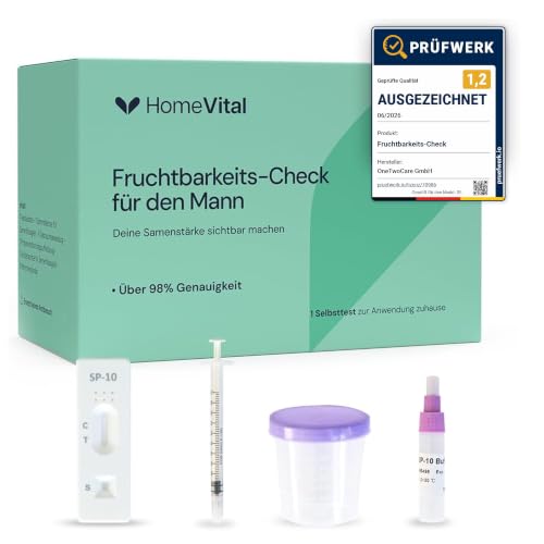 HomeVital Fruchtbarkeitstest für Männer für Zuhause I Spermientest zur Unterstützung beim Kinderwunsch I Test zur Einschätzung der Spermienkonzentration & Zeugungsfähigkeit I 1 Stück Selbsttest