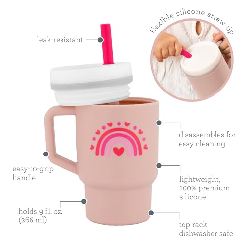 Image of Infantino My 1st Tumbler Limited Edition Pink Hearts Adorable Miniature Tumbler with Leak-Resistant Straw and Toddler-Friendly Handle, Encourages Hydration, Easy to Clean, 266 ml, Pink