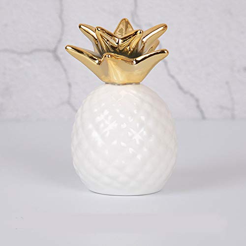 Golandstar Ceramic Pineapple Money Saving Box Coin Bank Penny Storage Jar Decoration Safe Box Save Cans Money Banks (White)
