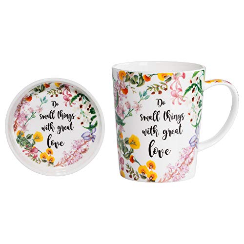 Maxwell & Williams DX0320 Royal Botanic Garden Becher mit Untersetzer Small Things, aus Bone China Porzellan, Mehrfarbig, 400 ml, in Geschenkbox