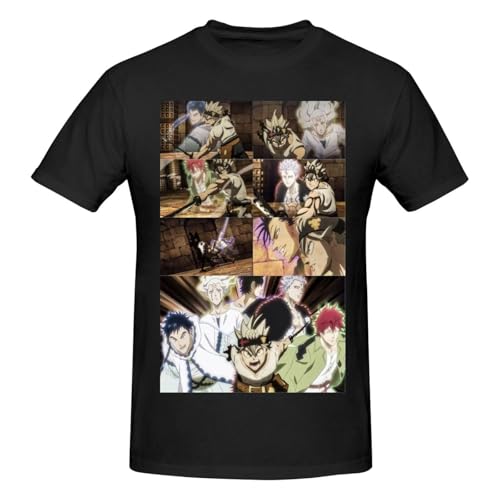 Bl-ack Clover T-Shirt Men's Cotton Short Sleeve T-Shirts, Fashion Breathable Tops Tee