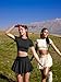 OQQ Women Mini Skirts 2 in 1 Flowy Basic Versatile Stretchy Casual Flared A-line Skirt with Pockets Black