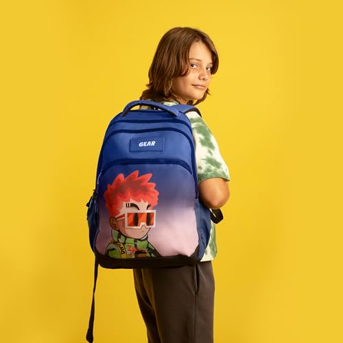 Image of Gear Tango Backpack 17 inch /29L Medium Water Resistant School Bag /Casual Backpack /Daypack /Kids Bag for Boys /Girls (Blue-Orange)