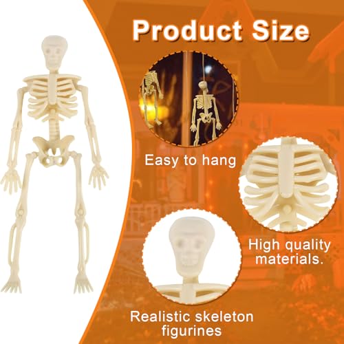 10Pcs Mini Halloween Skeleton Decorations, White Small Plastic Skeleton Figurines, 6Inch Funny Hanging Full Body Skeletons Decor, Halloween Decorations for Craft Haunted House Accessories Party Favors - Image 3