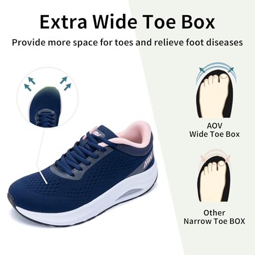 AOV Wide Toe Box Shoes Women Arch Support Walking Shoes Plantar Fasciitis Orthotic Tennis Sneakers2