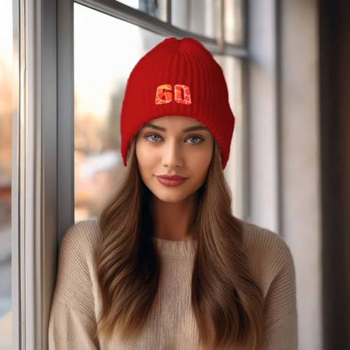 Bonnet 60 Number Cuffed Beanie rouge en maille premium