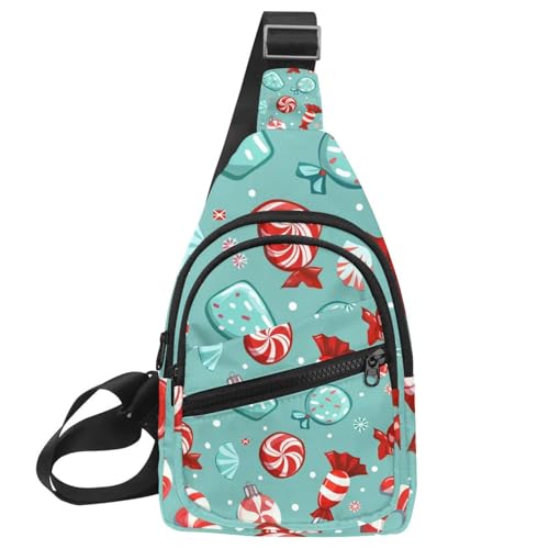 Mochila de viaje tipo bandolera con diseño de conos navideños para llevar lo esencial