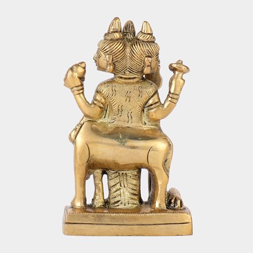 Estatua de Dattatreya con vaca auspiciosa en latón 4.5 pulg miniatura 4