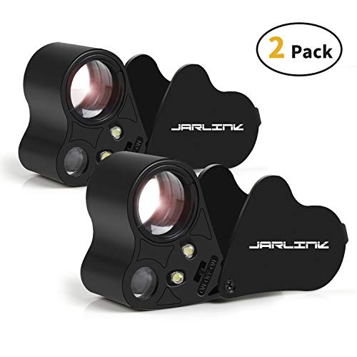 JARLINK 2 Pack 30X 60X Illuminated Jewelers Eye Loupe Magnifier, Foldable Jewelry Magnifiers