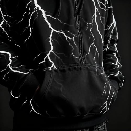 Autumn and winter new lightning pattern zipper hoodie men's fashion long sleeve 3D printed zipper sweater2