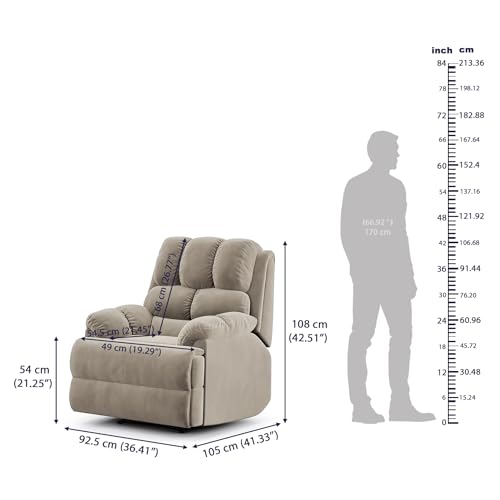 Image of Wakefit Recliner | 3 Year Warranty | Recliner Sofa 1 Seater, XpertGRID Technology, Designed for Supreme Comfort & Relaxation, Easy DIY Assembly, 145 kg Weight Capacity, Electic Virelia (Tuscan Tan)