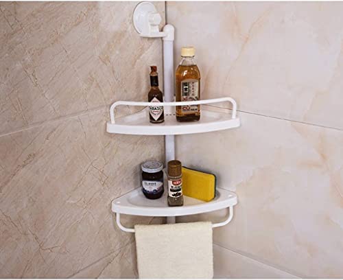 Toallero de baño blanco con estante de ventosa doble capa 4