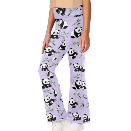 Image of Girls Leggings Floral Print High-Waisted Flared Pants 5-14 Years