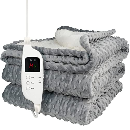 Coperta elettrica, coperta riscaldata con 9 timer e 9 impostazioni di calore, spegnimento automatico, coperta riscaldata in pile lavabile in lavatrice per poltrona, letto, divano (180x130 cm)