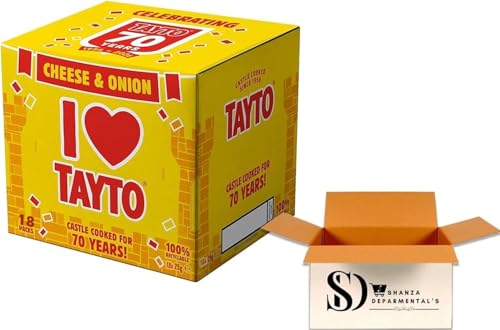 Tay-to Cheese & Onion Crisps Multipack 18 x 25g | Classic Potato Chips | Lunchbox Snack Bags | Crunchy Savoury Snacks