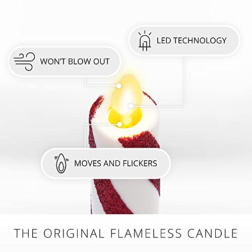 Image of Luminara - Flameless Battery Operated Taper Candle - Candy Cane Red- Pack of 2-1x9.75 - LED Flickering Flame - Realistic Safe for Home Kids and Pets