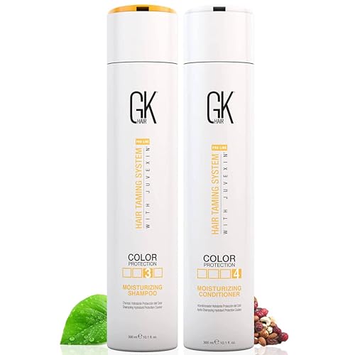 GK HAIR Global Keratin Moisturizing Shampoo and Conditioner Sets (10.1 Fl Oz/300ml) für farbbehandeltes Haar - Tägliche Anwendung Reinigung trocken bis normal Sulfat Paraben-frei - für alle Haartypen