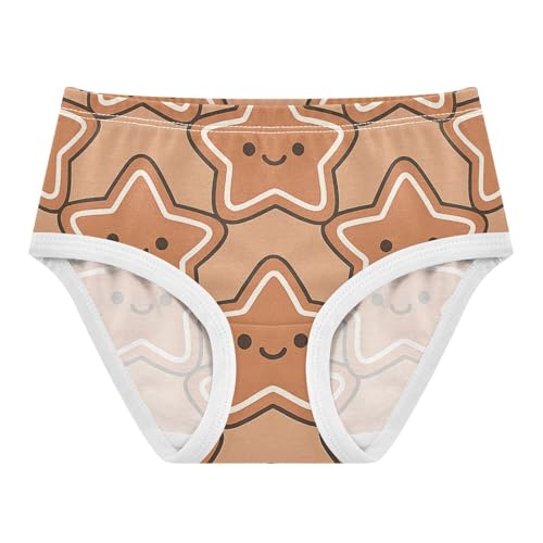 Girls' Organic Cotton Panties Organic Underwear for Young Girls Gingerbread Star Seamless Pattern