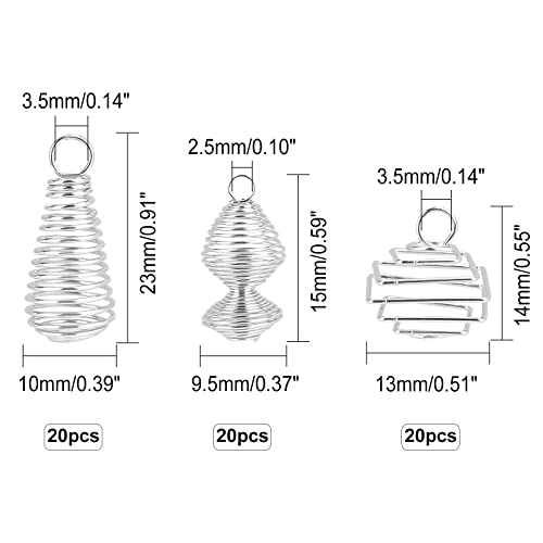 PH PandaHall 60pcs 3 Styles Spiral Bead Cage Pendants - Image 2