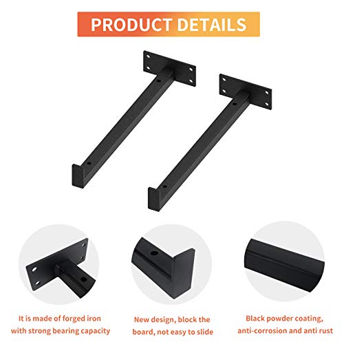 4 Pcs Heavy Duty Shelf Brackets 12 Inch Industrial Metal Floating Bracket Shelving Supports Wall Mounted with Lip (Not Included Planks)