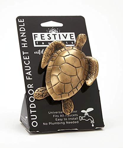 Festive Faucets - Sea Turtle in Package: Decorative Outdoor Faucet Handle with Universal Adapter - Faucet not Included