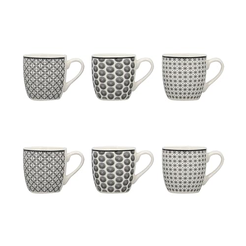 NOVASTYL - Lot 6 tasse café graphik 18cl en porcelaine 3 décors assortis - 2414132