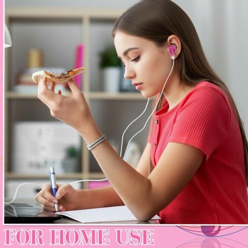 Image of Konohan 100 Pcs Bulk Earbuds with Wire Basic Headphones in Ear for Libraries Laptop, No Microphone 3.5 mm Jack Earbuds Dot Headphones, Individually Bagged (Pink)