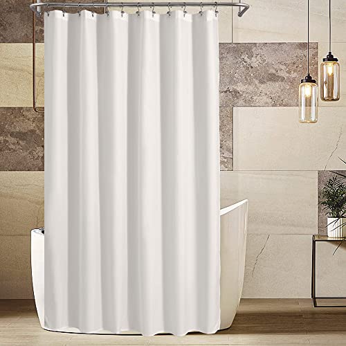 Image of ALYVIA SPRING Extra Long Fabric Shower Curtain Liner Waterproof - 72 inch x 96 inch, Soft & Lightweight X-Long Shower Curtain with Magnets, Machine Washable - 72x96, White (Pack of 2)