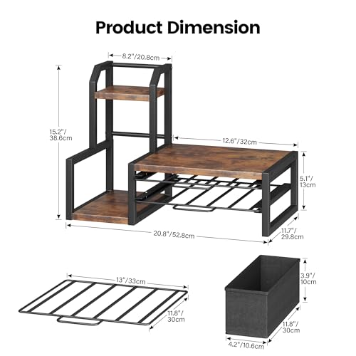 Image of Homeiju K Cup Organizer for Countertop,Holds 60 K-Cups & 10 Syrup Bottles | Coffee Station Organizer with Coffee Pod Holder, Pull-Out Drawer with Anti-Slide Lock, Side Basket & Syrup Rack, Rustic Brown