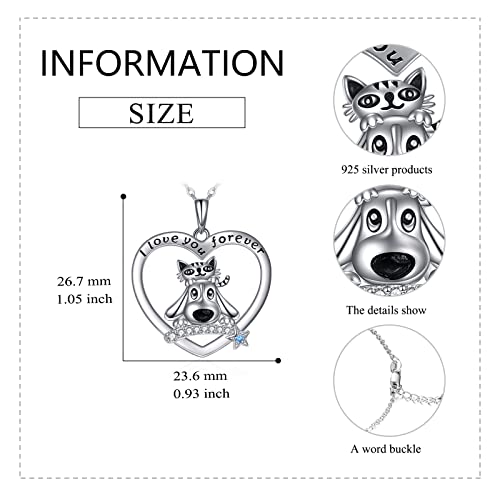 Joerph Bff Cat And Dog Necklace For Women 925 Sterling Silver Cat Dog Necklace Pet Heart Pendant Jewelry Birthday Valentines Day Gifts For Women Girls Kitty Puppy Lovers #TOP5
