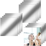 Flexible Mirror Sheets, 12 Pack Self Adhesive Soft Non Glass Bedroom Mirror，Decorative Wall Mirrors