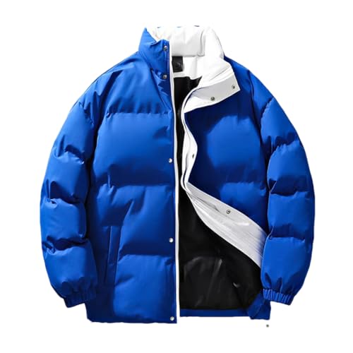ERFMFKL Men Puffer Jacket Stand Collar Blue XL