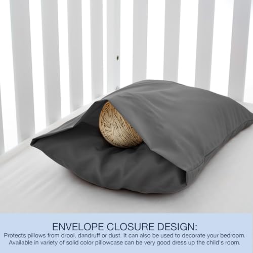 Image of EXQ Home Toddler Pillowcases 13x18 Travel Pillow Case Set of 2, Small Pillow Case Fits Baby Pillow Sized 12x16, 13x18, Kids Pillowcases 2 Pack Machine Washable with Envelope Closure(Black Grey)