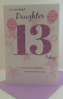 Birthday Greeting Card (ICG-8100) Wonderful Daughter 13th Birthday Card Pink Glitter & Balloons