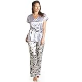 CAMILLE Pyjama - Satin - Blumenmuster - Grau 46