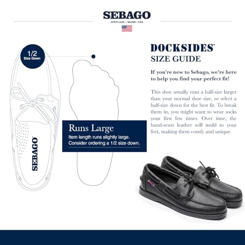 Image of Sebago Portland Boat Shoes - Full-Grain Leather Moccasins, Handsewn with Leather Sock Lining and Non-Marking, Slip-Resistant Sipped Rubber Outsoles