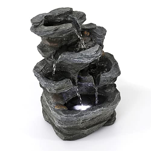 WICHEMI Water Fountain Indoor Fountains Stacked Rocks Waterfall