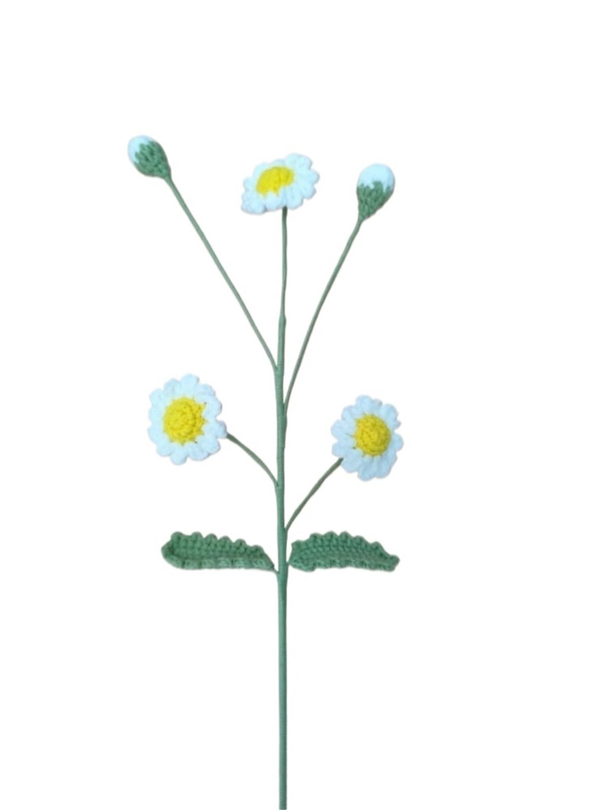 EXKURPOO crochet plant 2pcs Yarn Weaving Multi Head Daisy Bouquet For Home Decoration, Wedding Ornaments, Holiday for home