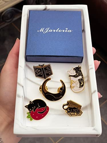 MJARTORIA Enamel Pins Set Cute Brooch Pins Cartoon Brooch Pins Lapel Badges for Clothing Bags Sweater Shirt Jacket Backpack Accessory DIY Crafts (Black-5pcs)